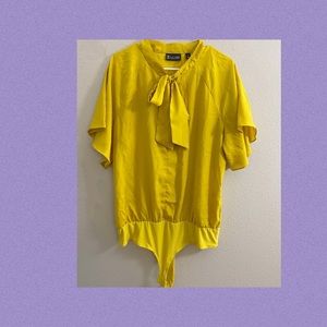 New York & Company Golden Yellow Bodysuit Blouse